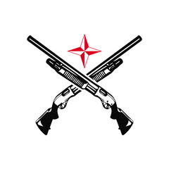 vector illustration of two shotguns