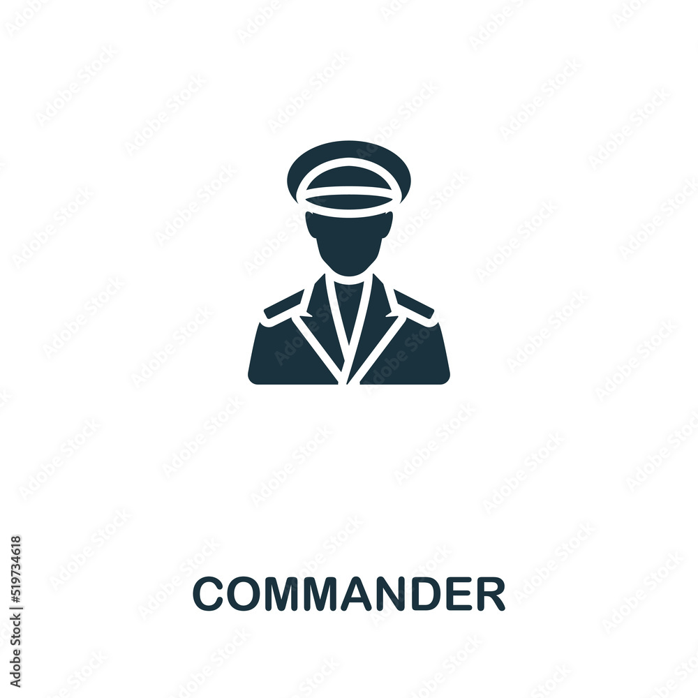 Commander icon. Monochrome simple line War icon for templates, web ...