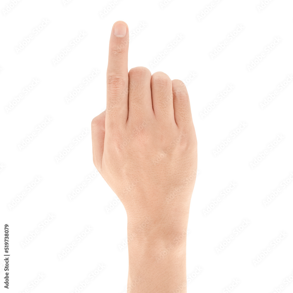 Pointing Fin Pointing finger and hand gesture isolated on white background, Clipping ...