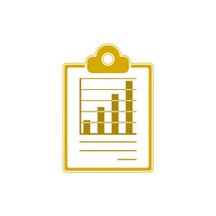 Sticker - Clipboard with graph chart icon isolated on white background