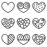 love heart set vector collection art hand draw