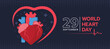 © ananaline - world heart day - human heart sign in line heart with cross and circle ring around vector design