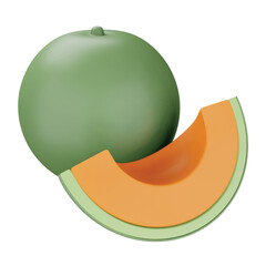 Poster - Cantaloupe honeydew 3d rendering isometric icon.