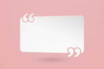 grunge white paper cut quote background with quotation marks on grunge pink paper useful for custome