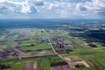 Sticker - Drone aerial photo of Jaczew village, Mazowsze region, Poland