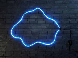 Wall Mural - stylish modern blue neon light frame cloud
