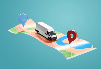 Wall Mural - Delivery van fast service app background business concept.