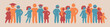 Happy family icon multicolored in simple figures set. Part 3. Dad, mom and ltheir adult baby stand together. Parents becole grandparents. Family and children. 