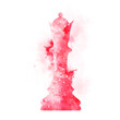 Chess pieces in a watercolor style with splashes of paint  on a white background. Queen.