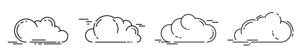 Wall Mural - set of clouds in line style isolated on white background. vector illustration.