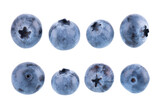 Fototapeta  - Fresh blueberry isolated on white background. Bilberry or whortleberry berries. Collection. Clipping path.