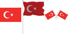 Waving Flag Of Turkey,Turkiye On The White Background Vector And Illustrator