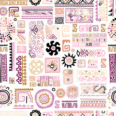 Aufkleber - Ethnic handmade lilac ornament, seamless pattern
