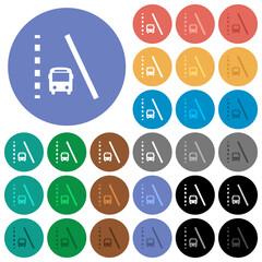 Canvas Print - Bus lane round flat multi colored icons