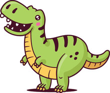 Kawaii T-rex Dinosaur Cartoon Character Vector Illustration