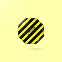 Sticker - Black and yellow line striped in octagon icon. Hazard warning sign concept vector.