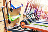 Wheels of scooters in store