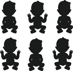 Poster - Baby girl emotions set vector illustration isolated Vectors Silhouettes