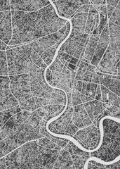 City map Bangkok, monochrome detailed plan, vector illustration