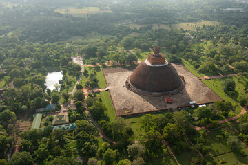 Top view of Buddhist Stupa Temple, UNESCO heritage. Anuradhapura city - Sri Lanka.