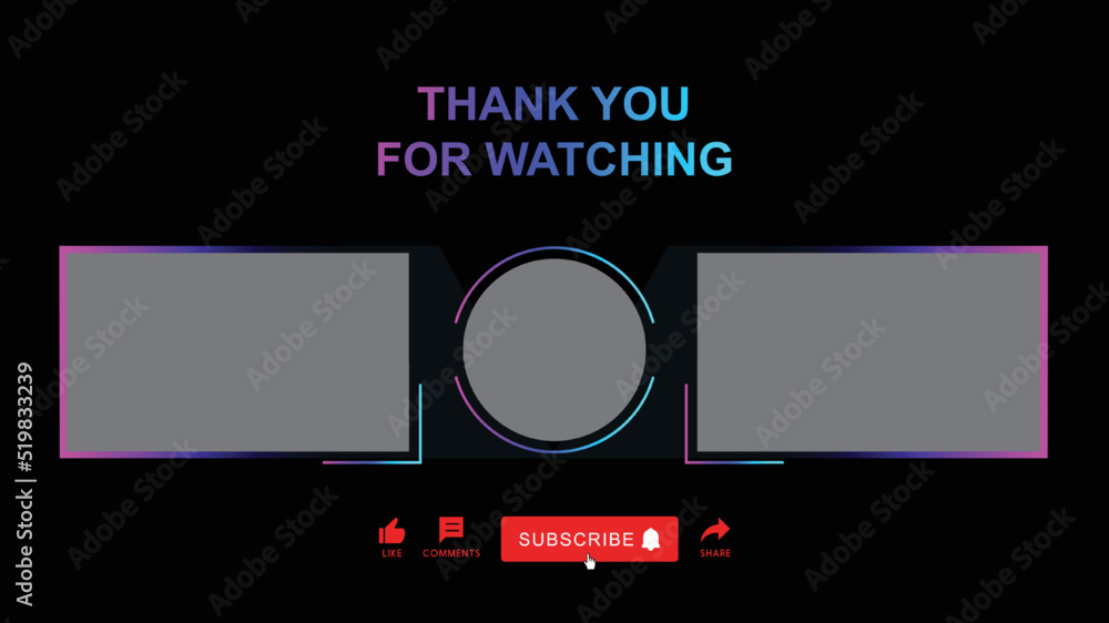 Thank you for watching YouTube end screen background design layout for ...