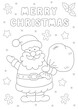 simple merry christmas coloring page for kids and adults with santa claus cartoon character standing and waving hand. you can print it on standard A4 paper size