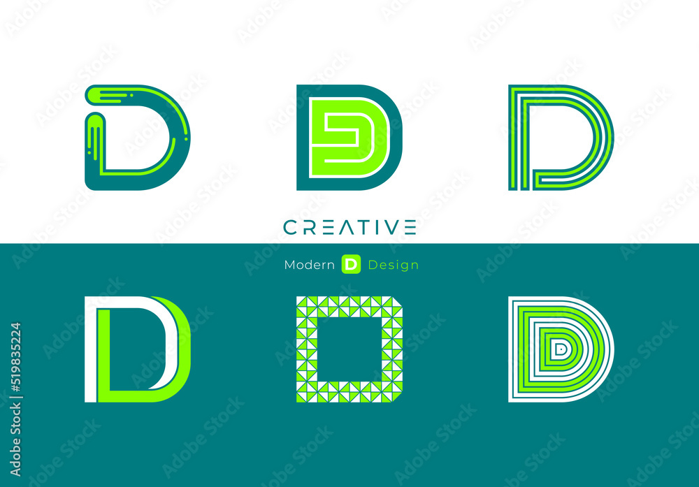 Letter D, modern alphabet, fonts, characters design, vector illustration.