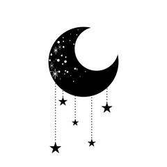 Wall Mural - Moon and stars illustration