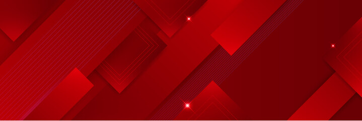 modern red abstract vector long banner. minimal background with waves arrows geometric shapes and co