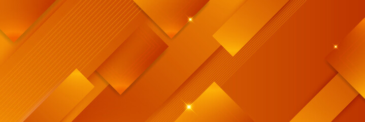 modern orange yellow abstract vector long banner. minimal background with waves arrows geometric sha