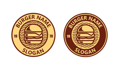 set of burger emblem logo design templates