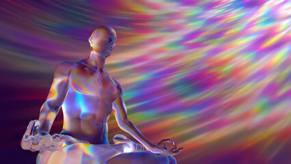 Wall Mural - 3d illustration healing rays of subtle worlds activated in meditation