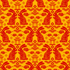 Wall Mural - Seamless pattern with chinese new year 2023 and mid autumn festival