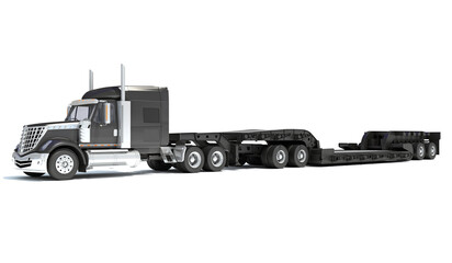 Wall Mural - Truck with Lowboy Trailer 3D rendering