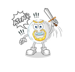 Wall Mural - white blood knights attack with sword. cartoon mascot vector