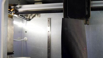 Wall Mural - Automated technical 3d printer. Media. 3D printer creates tall object. Large automated 3d printer