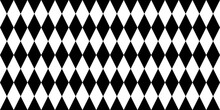 Seamless Diamond Harlequin Geometric Background Pattern. Tileable Black And White Circus Clown Vintage Wallpaper Texture. Monochrome Greyscale Rhombus Tile Mosaic Or Diagonal Checker Backdrop..