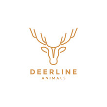 Minimal Head Deer Long Horn Logo Design