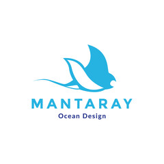 Wall Mural - modern manta ray fish swimming logo design