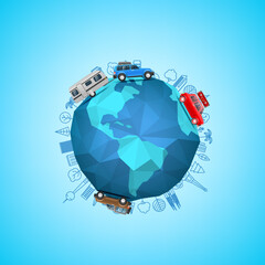 Wall Mural - Travel around the world concept. 3d vector illustration