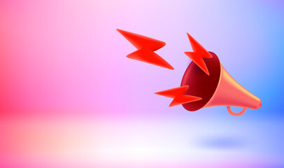 Poster - Announcement concept with loud speaker. Vector 3d banner with doodling