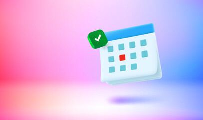 Poster - Agenda concept with calendar. 3d vector illustration. Vector 3d banner with copy space
