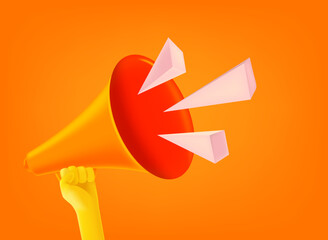 Poster - Loudspeaker with announcement. 3d vector illustration