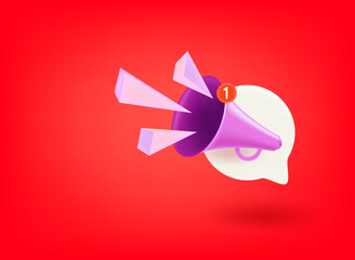 Poster - Loudspeaker with new message icon. 3d vector illustration