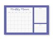 Monthly planning template. Blank monthly planner with notes in pastel colors. Simple stylish organizer design. Vector illustration