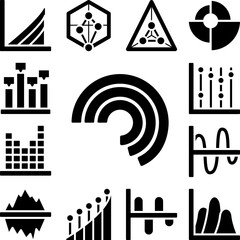 chart polar clock icon in a collection with other items
