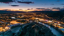 Missoula Montana At Night With River Running Through It From Above