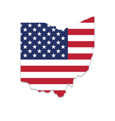 Sticker - ohio oh state shape with usa flag