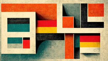 Wall Mural - Abstract Bauhaus style background with grainy paper texture. Trendy Bauhaus design. Digital art.