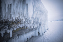 Ice Wall Over Frozen Lake